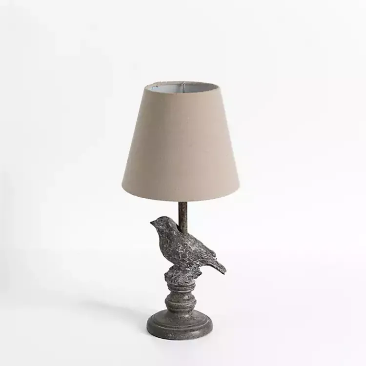 Kirklands Home Table Lamps|Stone Gray Perched Bird Table Lamp Tan