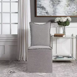 Kirklands Home Dining Chairs|Stonewash Fringe Slipcover Dining Chairs, Set of 2 Gray