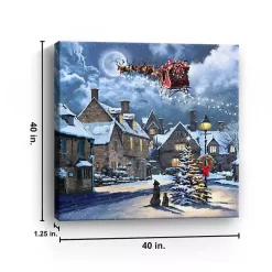 Street Light and Santa's Sleigh Canvas Art Print Christmas Art & Wall Decor
