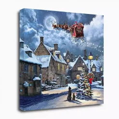 Street Light and Santa's Sleigh Canvas Art Print Christmas Art & Wall Decor