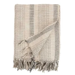 Discount Stripes and Fringe Cream Throw Blanket Blankets & Throws