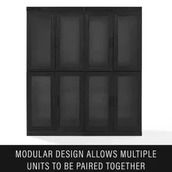 Kirklands Home Cabinets & Sideboards|Tall Black Wood and Glass Door Storage Cabinet