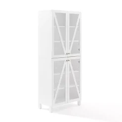 Kirklands Home Cabinets & Sideboards|Tall Triangle 4-Door Wood Cabinet White