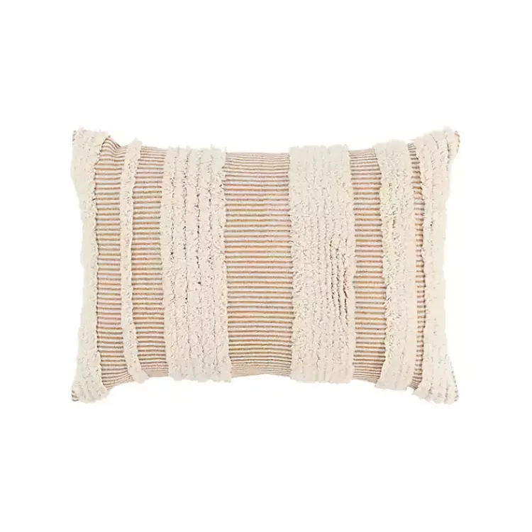 and Natural Tufted Stripes Lumbar Pillow Pillows