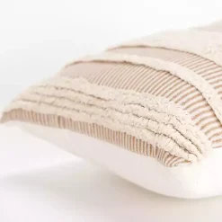 and Natural Tufted Stripes Lumbar Pillow Pillows