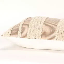 and Natural Tufted Stripes Lumbar Pillow Pillows