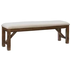 Kirklands Home Benches & Ottomans|Basketweave Upholstered Wood Bench Tan
