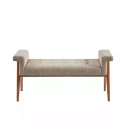 Kirklands Home Benches & Ottomans|Button Tufted Wood Bench Tan