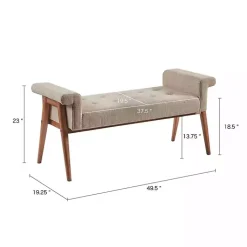 Kirklands Home Benches & Ottomans|Button Tufted Wood Bench Tan