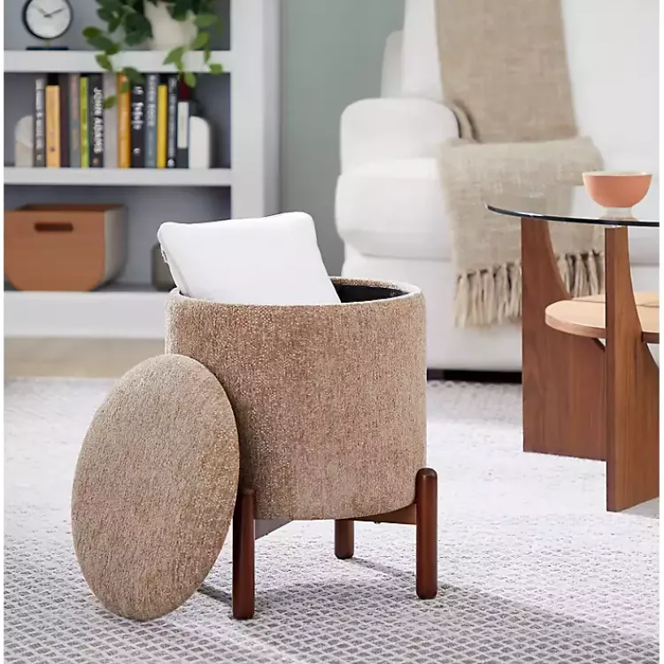 Kirklands Home Benches & Ottomans|Daniella Storage Ottoman Tan