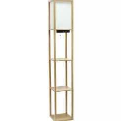 Kirklands Home Floor Lamps|Etagere Shelf Charging Floor Lamp Tan