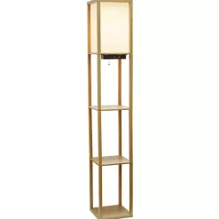 Kirklands Home Floor Lamps|Etagere Shelf Charging Floor Lamp Tan