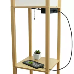 Kirklands Home Floor Lamps|Etagere Shelf Charging Floor Lamp Tan