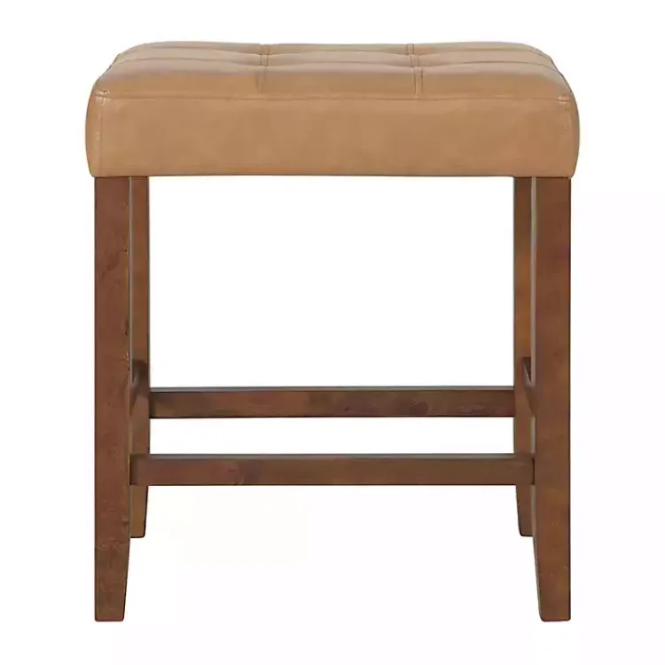 Kirklands Home Bar Stools & Counter Height Stools|Faux Leather Madison Walnut Counter Stool Tan