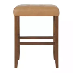 Kirklands Home Bar Stools & Counter Height Stools|Faux Leather Madison Walnut Bar Stool Tan
