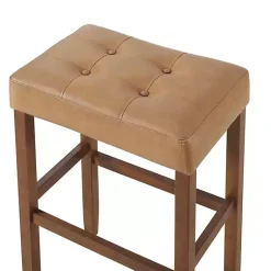 Kirklands Home Bar Stools & Counter Height Stools|Faux Leather Madison Walnut Bar Stool Tan