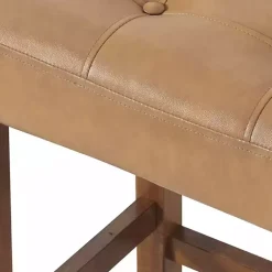 Kirklands Home Bar Stools & Counter Height Stools|Faux Leather Madison Walnut Bar Stool Tan