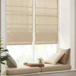 Kirklands Home Curtains & Drapes|Faux Silk Room Darkening Roman Shade, 31 in. Tan