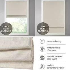 Kirklands Home Curtains & Drapes|Faux Silk Room Darkening Roman Shade, 35 in. Tan