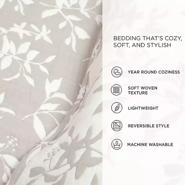 Kirklands Home Quilts|Tan Floral Reversible 3-pc. Full/Queen Quilt Set