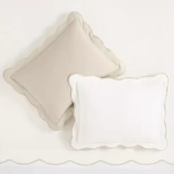 Kirklands Home Duvets|Tan Scallop Edge 3-pc. Full/Queen Duvet Cover Set