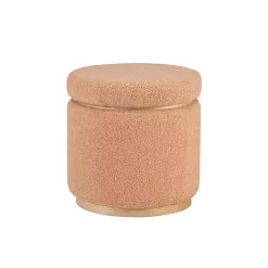 Kirklands Home Benches & Ottomans|Sherpa Upholstered Storage Ottoman Tan