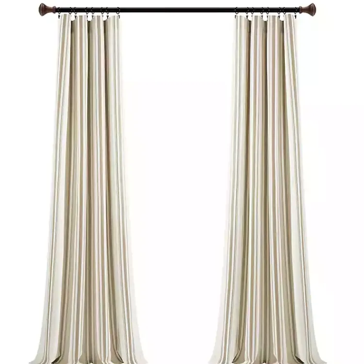 Kirklands Home Curtains & Drapes|Stripe Farmhouse Curtain Panel Set, 95 in. Tan