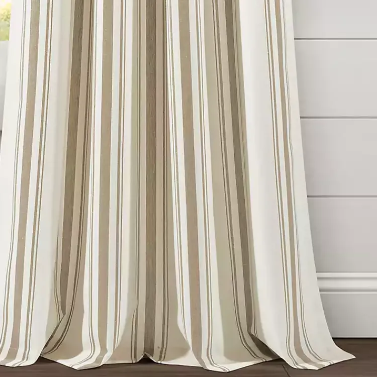 Kirklands Home Curtains & Drapes|Stripe Farmhouse Curtain Panel Set, 95 in. Tan