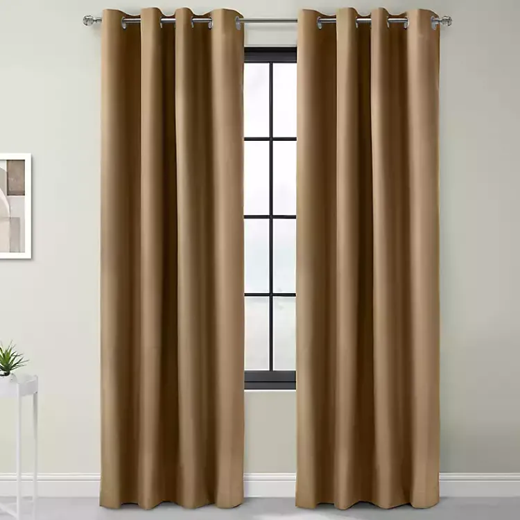 Kirklands Home Curtains & Drapes|Taupe Alpine Blackout Curtain Panel, 95 in. Tan