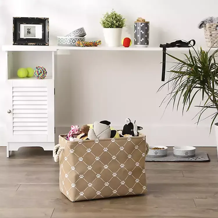 Hot Taupe Paw Trellis Recgle Basket, 16 in. Baskets & Boxes