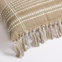 Sale Taupe Plaid Reversible Pillow Pillows