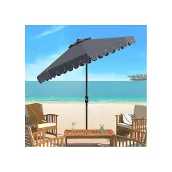 Kirklands Home Outdoor Accent Furniture|Taupe Scallop Tilt Crank 9 ft. Outdoor Umbrella Gray