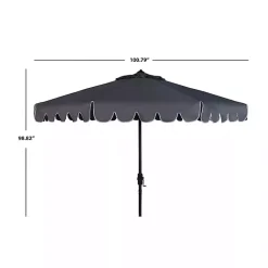Kirklands Home Outdoor Accent Furniture|Taupe Scallop Tilt Crank 9 ft. Outdoor Umbrella Gray
