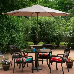 Kirklands Home Outdoor Accent Furniture|Taupe Tilt Hand Crank Outdoor Umbrella