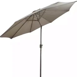 Kirklands Home Outdoor Accent Furniture|Taupe Tilt Hand Crank Outdoor Umbrella