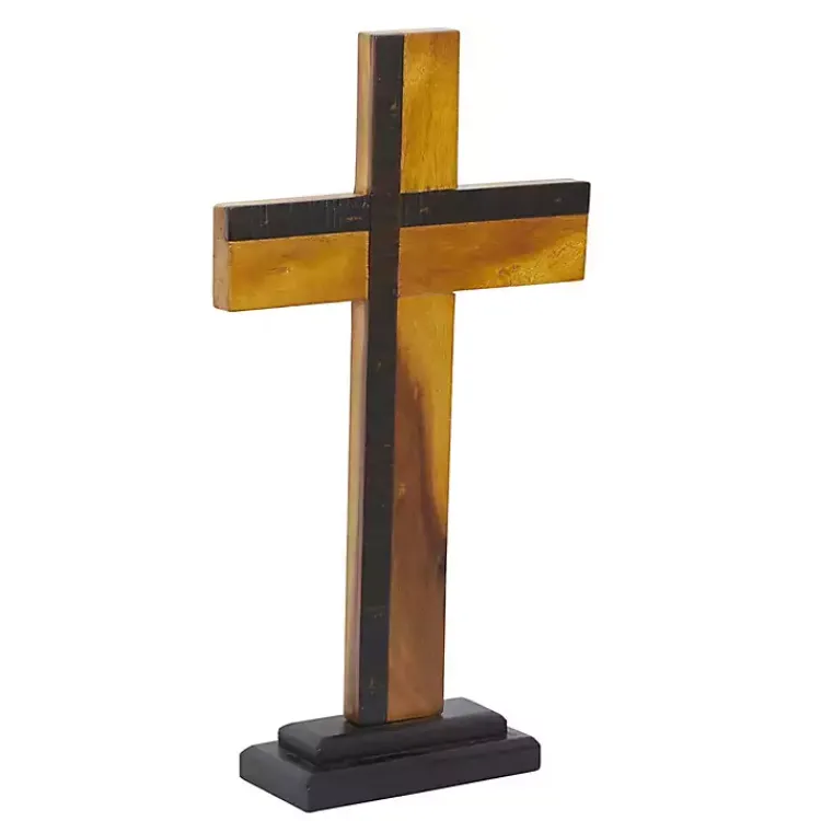 New Teak Wood Cross Tabletop Sculpture Statues & Figurines