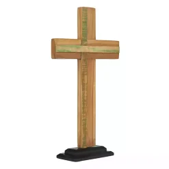 New Teak Wood Cross Tabletop Sculpture Statues & Figurines