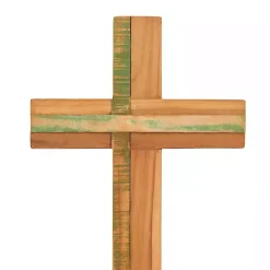 New Teak Wood Cross Tabletop Sculpture Statues & Figurines