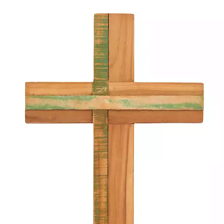 New Teak Wood Cross Tabletop Sculpture Statues & Figurines