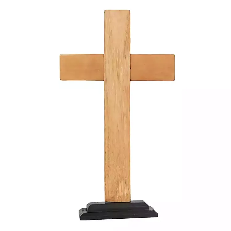 New Teak Wood Cross Tabletop Sculpture Statues & Figurines
