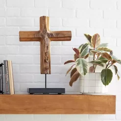 Best Teak Wood Floating Cross Tabletop Sculpture Statues & Figurines