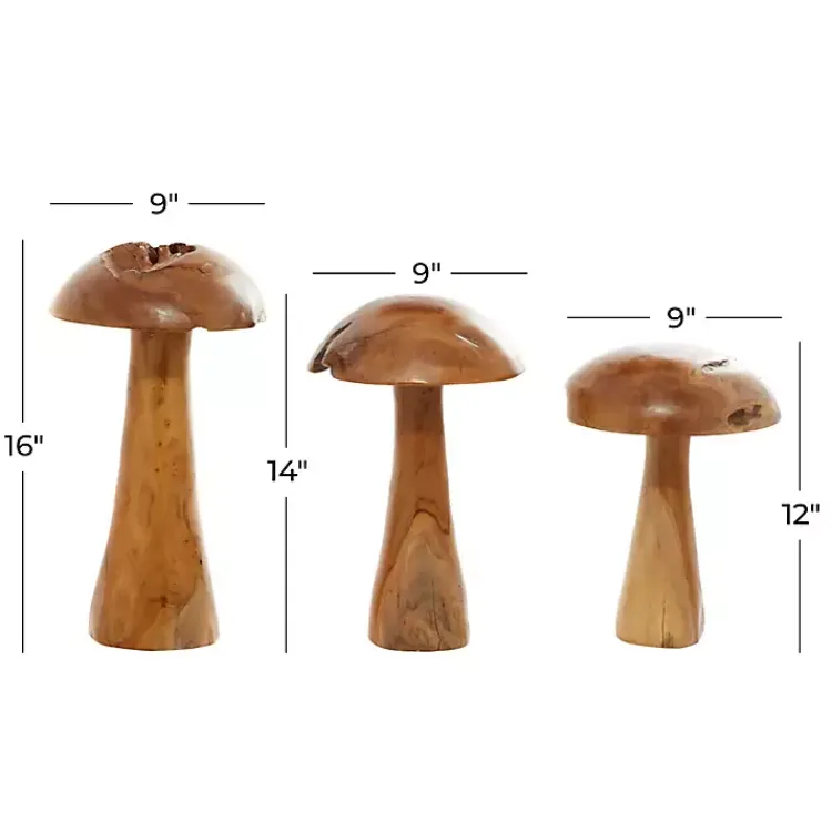 Outlet Teakwood Mushroom 3-pc. Sculpture Set Statues & Figurines