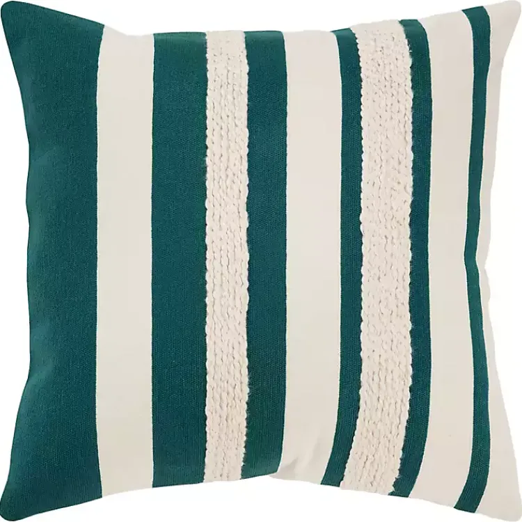 Online Teal and Ivory Ozzy Striped Pillow Pillows