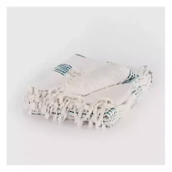 Online Teal and Ivory Woven Stripe Throw Blankets & Throws