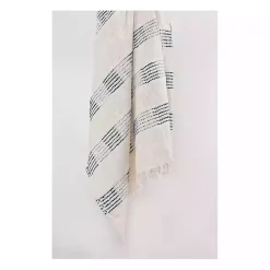 Online Teal and Ivory Woven Stripe Throw Blankets & Throws