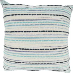 Teal Dash Stripe Woven Throw Pillow Pillows