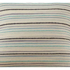 Teal Dash Stripe Woven Throw Pillow Pillows