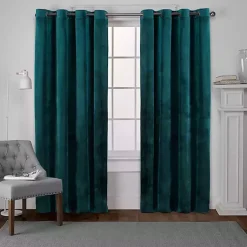 Kirklands Home Curtains & Drapes|Teal Heavyweight Velvet Curtain Panel Set, 84 in.