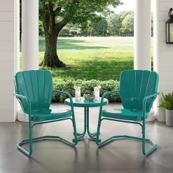 Kirklands Home Outdoor Sets|Teal Metal Ridgeland 3-pc. Chat Set Green