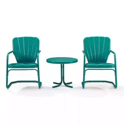 Kirklands Home Outdoor Sets|Teal Metal Ridgeland 3-pc. Chat Set Green